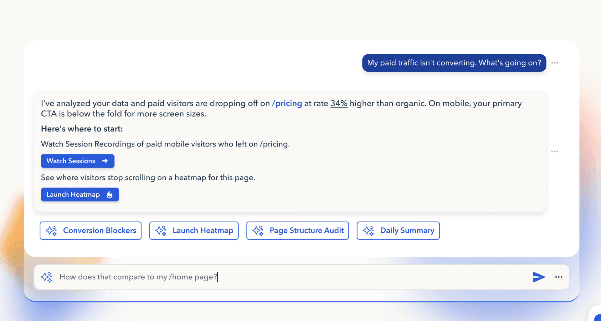 VWO's experimentation dashboard showing an A/B test with variation performance compared against a control